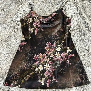 All Saints Floral Slip Dress - Black and Pink